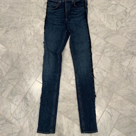 𝅺RAG & BONE 10 inch high rise skinny jeans with black piping down the side 23 - Picture 6 of 11
